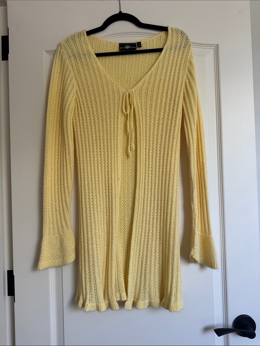 It's Our Time Pale Yellow V-Neck Tie-Front Knit Sweater